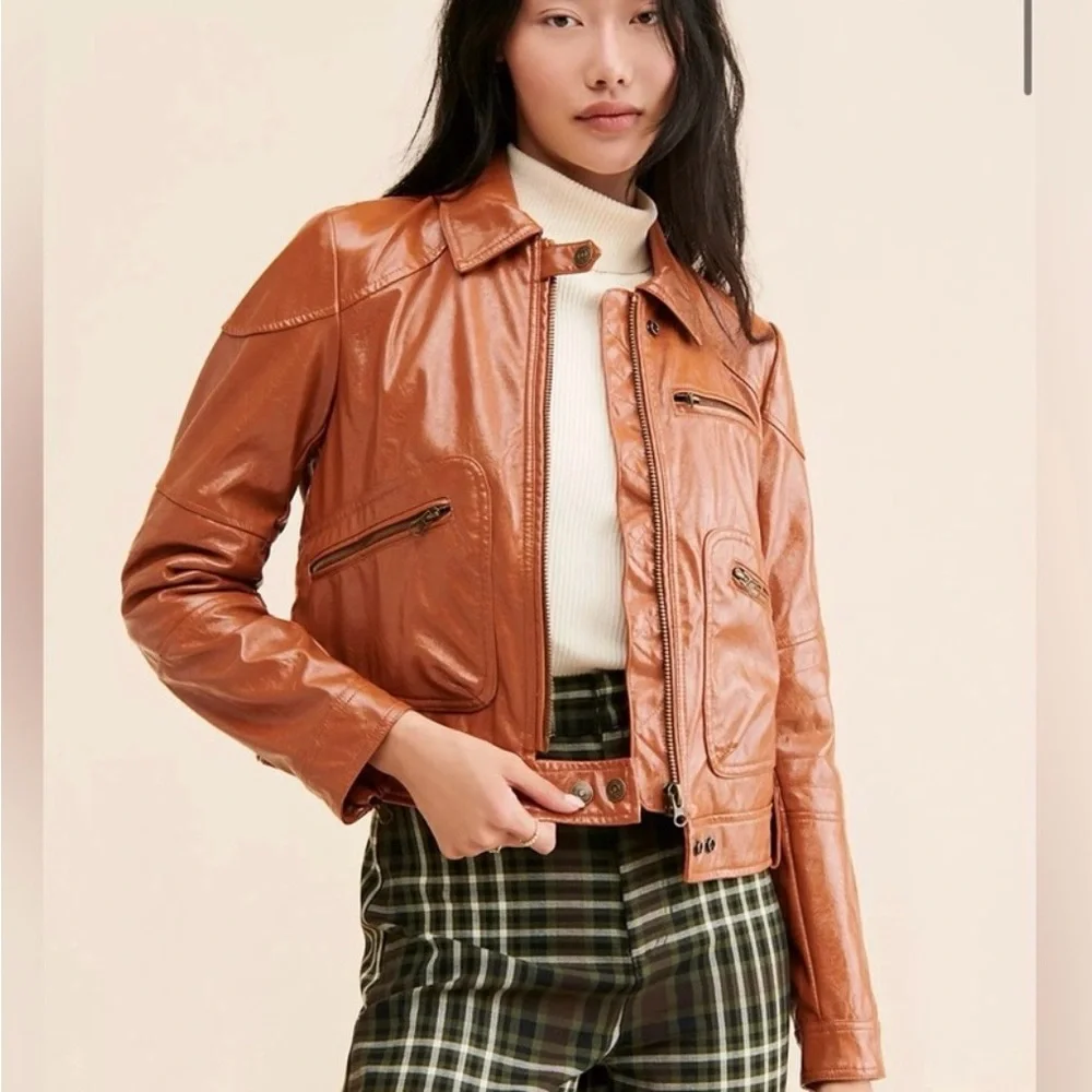 We The Free Blood Orange moto vegan Leather Jacket - Picture 1 of 7